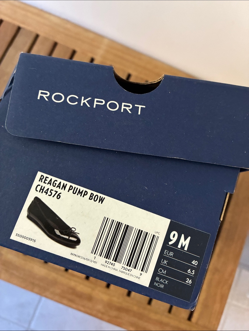 Rockport Black patent leather ballet flats Reagan pump bow 9